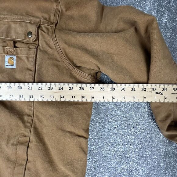 Carhartt Sherpa Lined Utility Jacket Washed Duck Mens XL Regular Beige Workwear - Picture 3 of 11